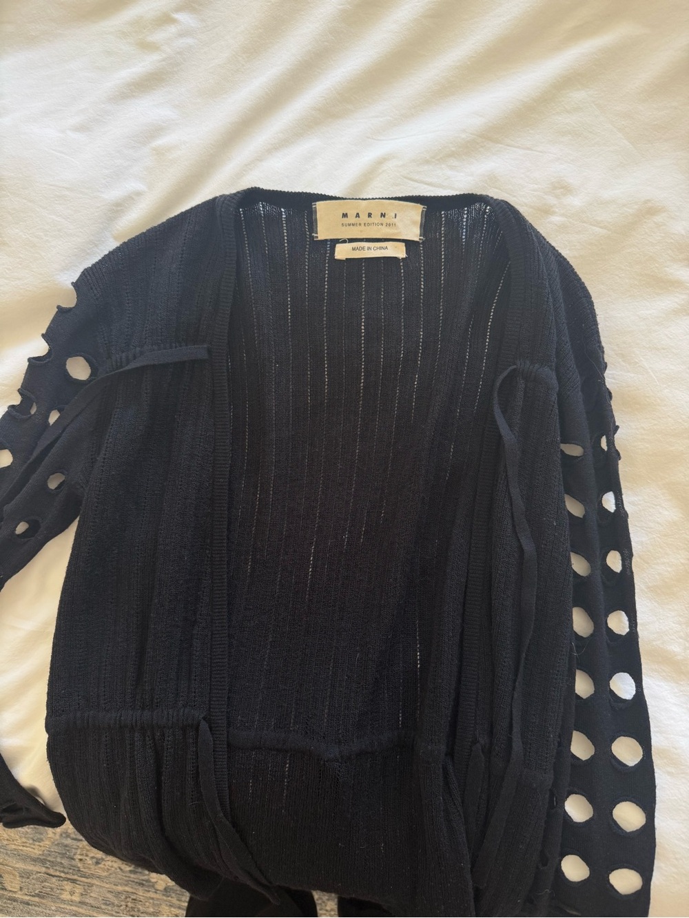 Marni Vintage Black Cutout Knit Cardigan